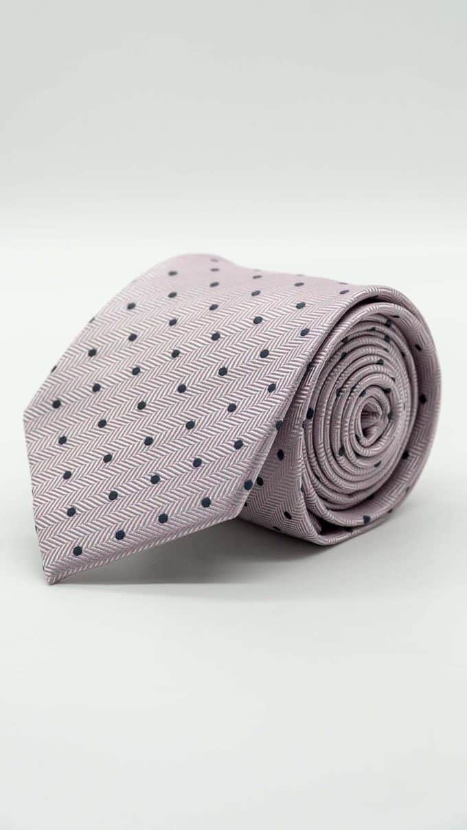 Gravata Regular Rosa com Pintas Azuis