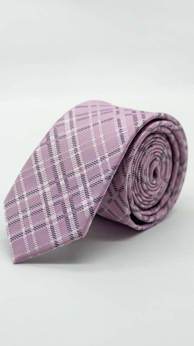 Gravata Skinny Rosa com Padrão