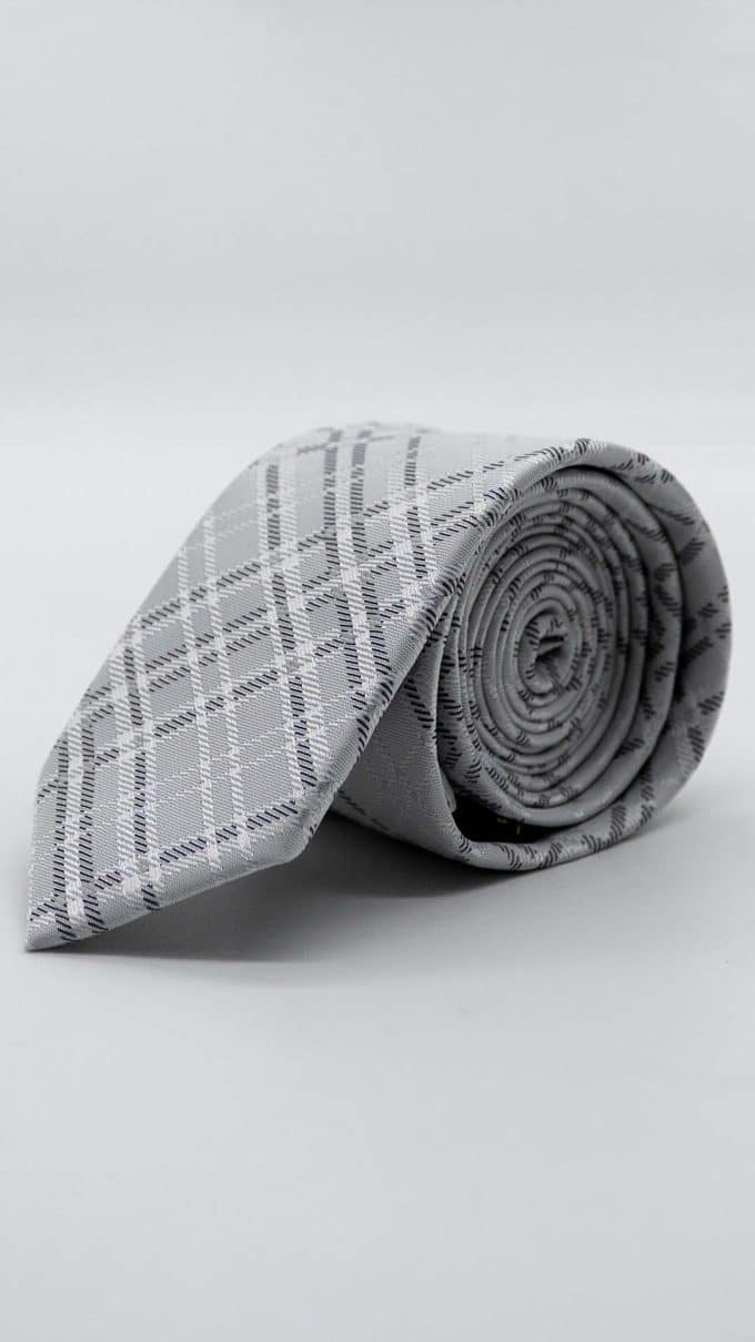 Gravata Skinny Grey com Padrão