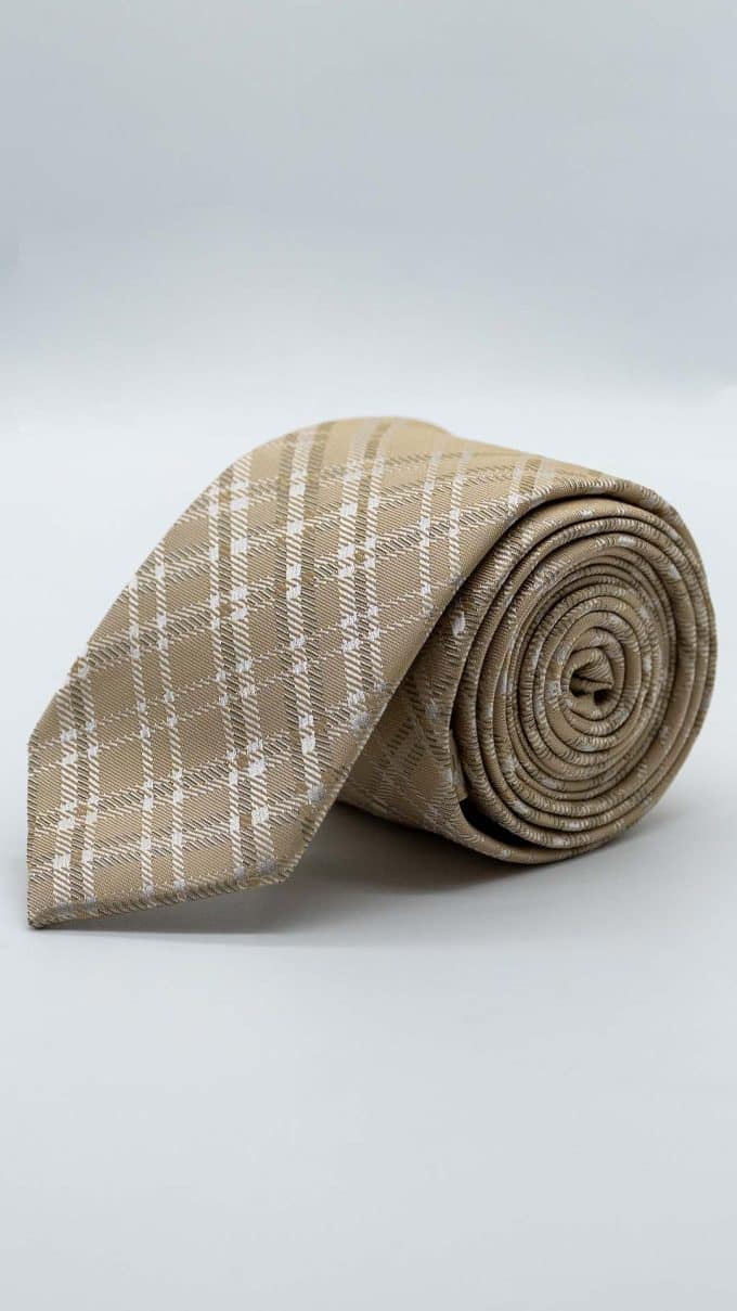 Gravata Skinny Dourada com Padrão